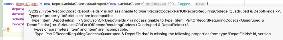 "Type of parameters are incompatible... [complains about id, version]"
