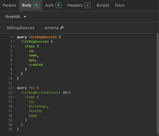 GraphQL request body