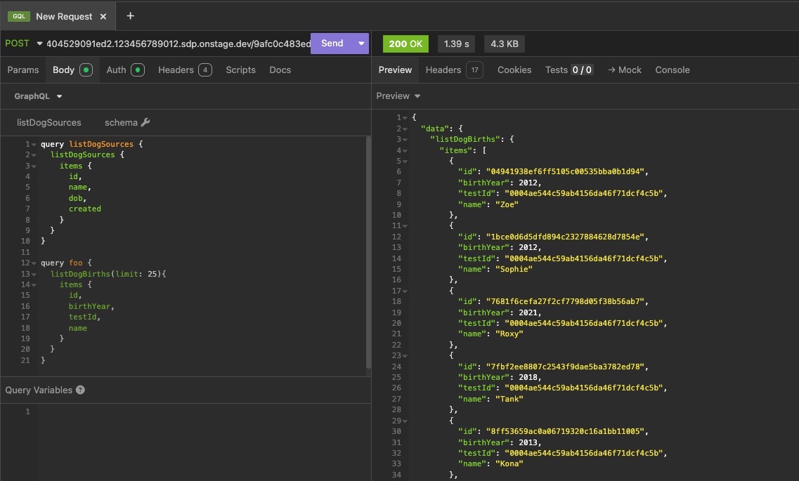 query results